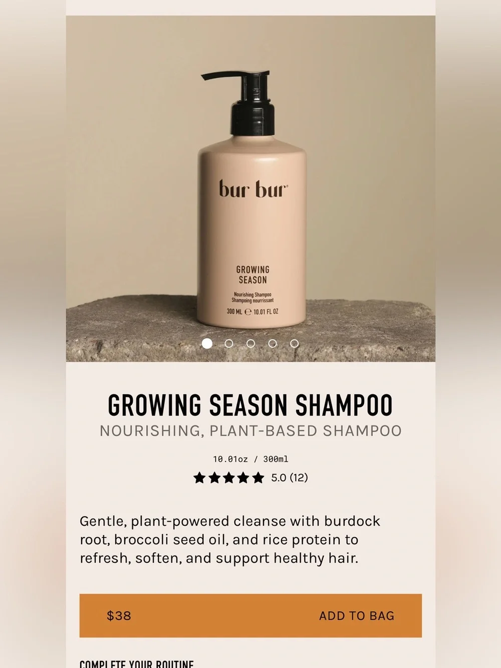 Bur Bur Growing Season Nourishing Shampoo Brand New